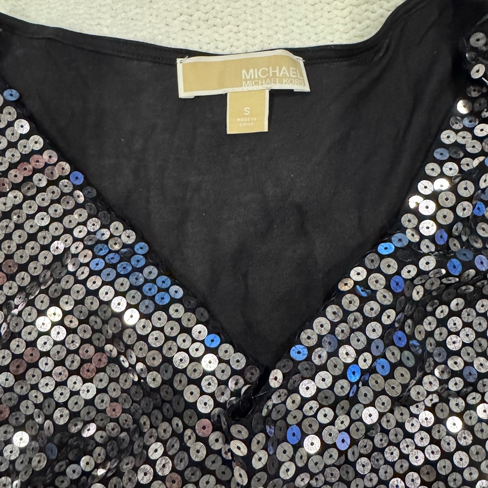 Michael Kors Black and Silver Sequin Blouse
